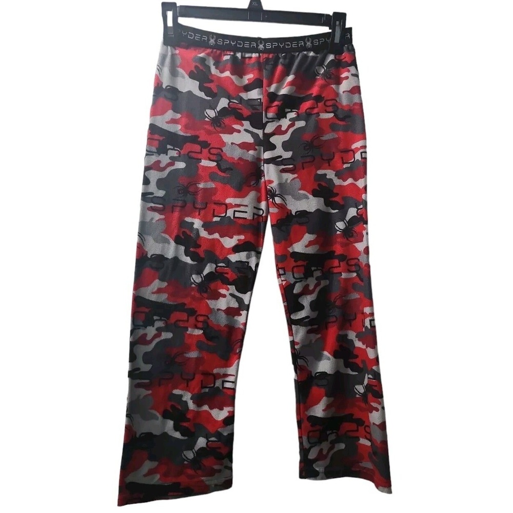Boys Spyder Sleep Pants Medium Red/Gray Camo Pull On